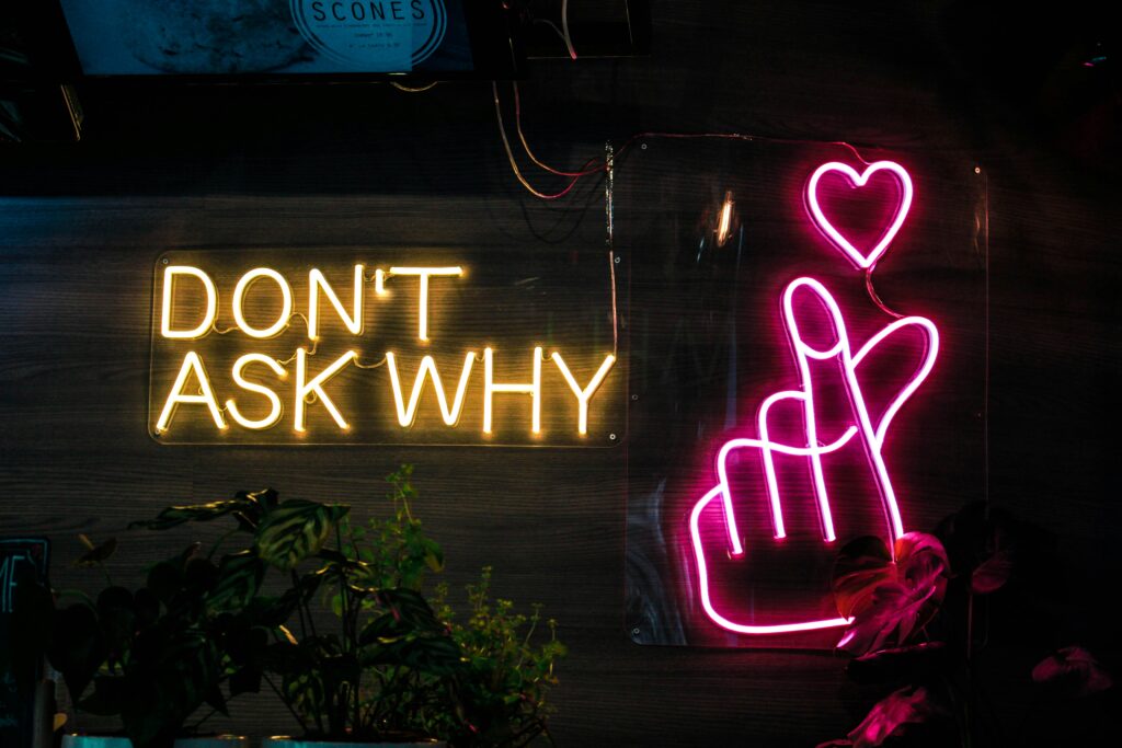 don't ask why neon sign